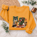 Cozy Reading Cats Sweatshirt, Cute Cat Books Holiday Sweater, Xmas