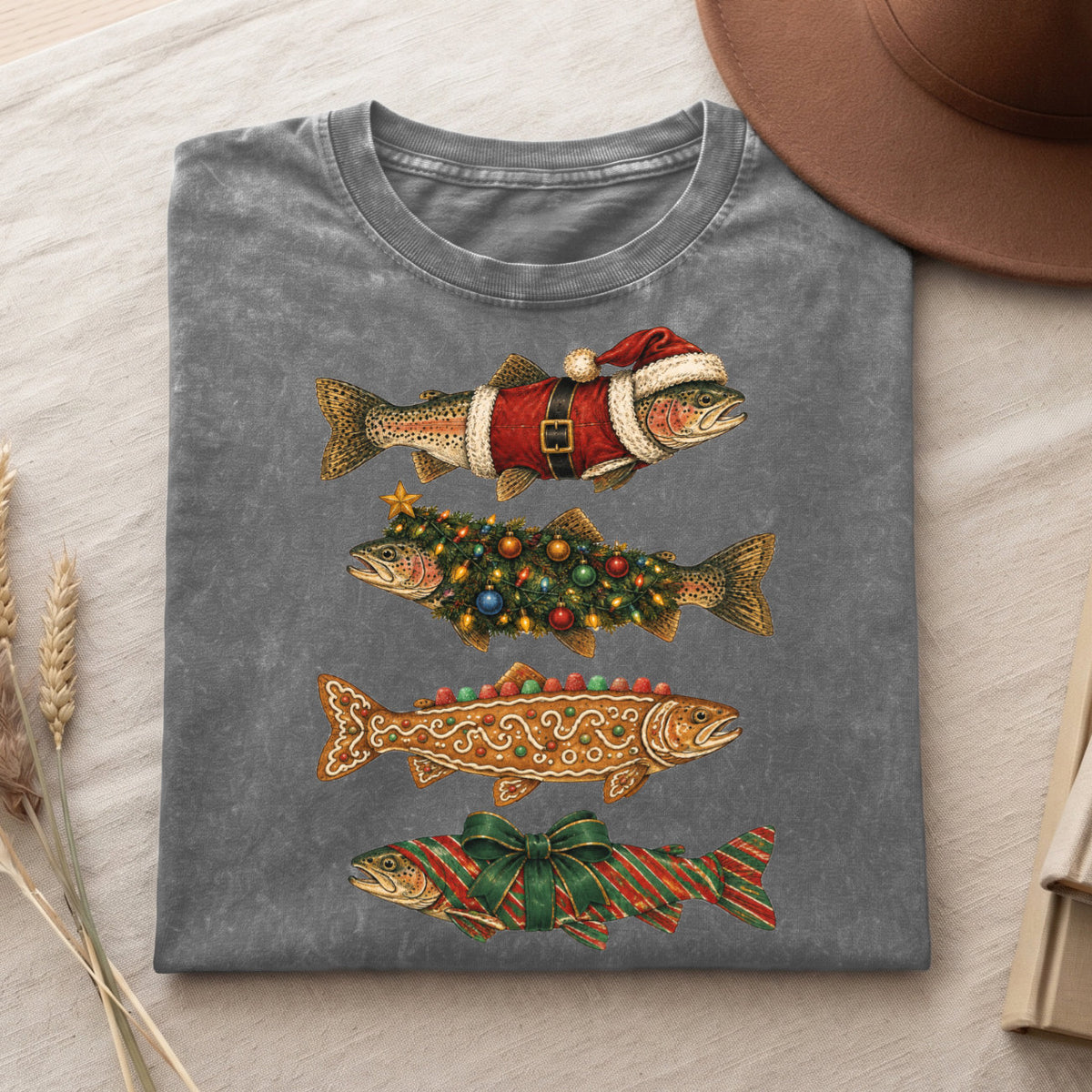 Christmas Fish T-Shirt, Funny Holiday Fishing Shirt, Xmas Top