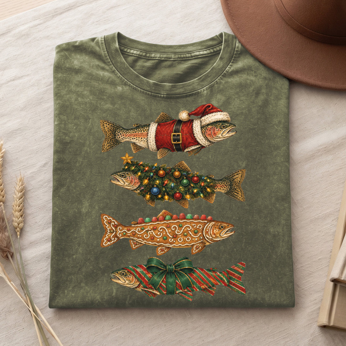 Christmas Fish T-Shirt, Funny Holiday Fishing Shirt, Xmas Top