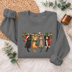 Hanging Cats Christmas Sweatshirt, Cute Kitty Holiday Sweater, Xmas