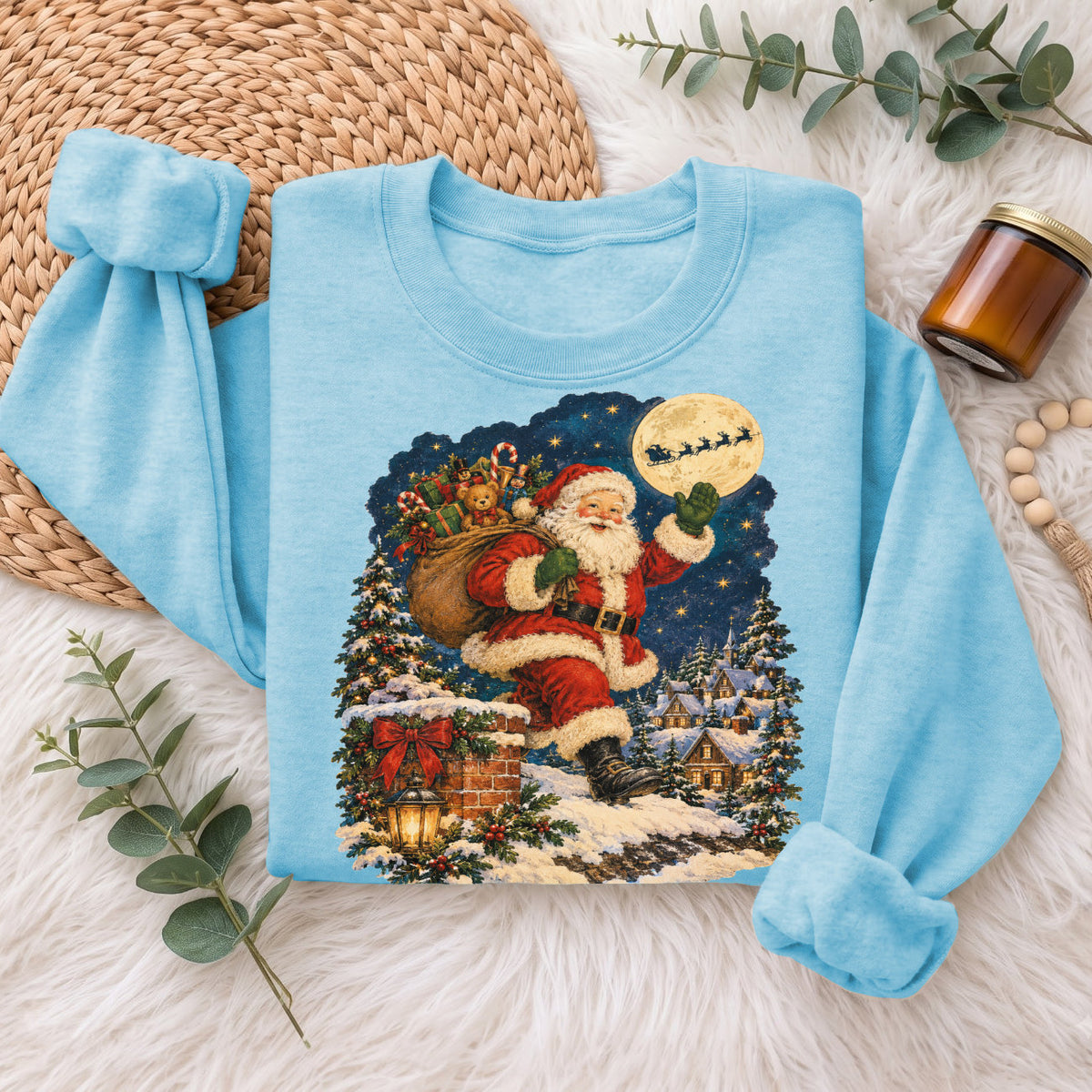 Vintage Santa Christmas Sweatshirt, Xmas Holiday Gift Sweatshirt