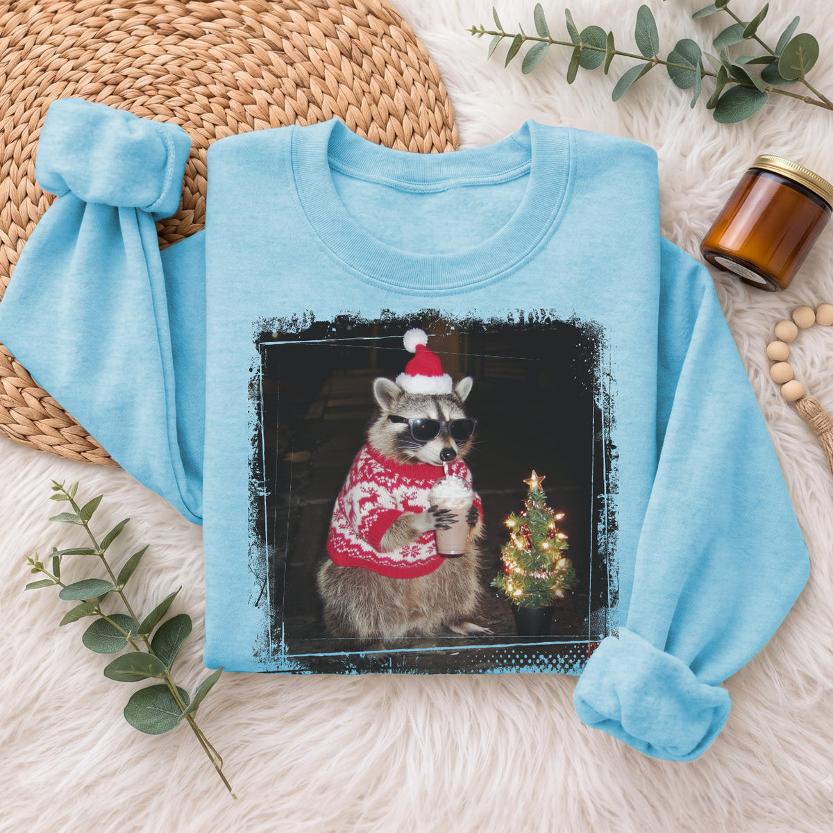 Christmas Raccoon Sweatshirt, Funny Holiday Raccoon Sweater, Xmas