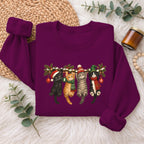 Hanging Cats Christmas Sweatshirt, Cute Kitty Holiday Sweater, Xmas
