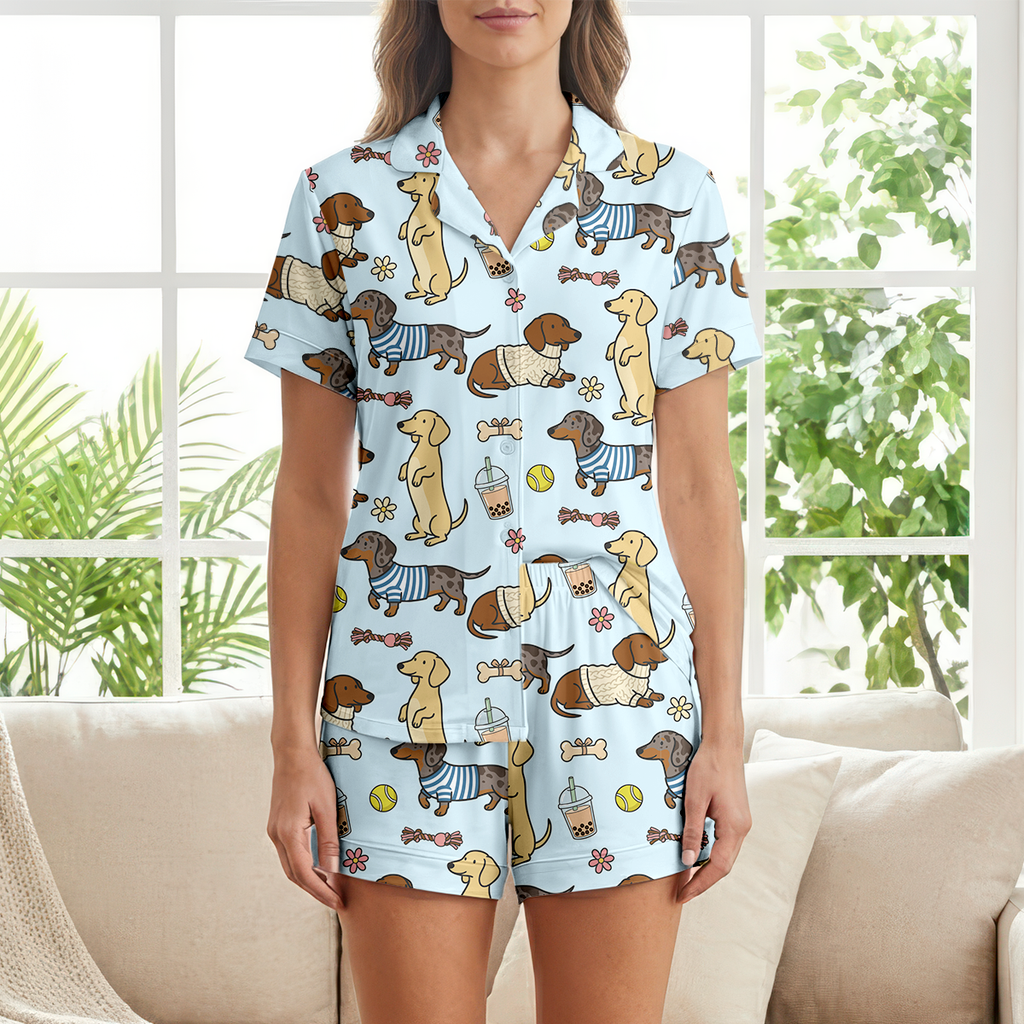 Cute Dachshund Pajamas for Women | Dog Lover Short PJ Set