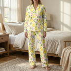 Cute Easter Chicks Cotton Jersey Pajamas | Spring Yellow Baby Chick Pants Set S-5XL