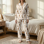 He Is Risen Easter Cotton Jersey Pajamas | Christian Faith Long Sleeve Pants Set S-5XL