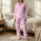 Nautical Ocean Life Cotton Jersey Pajamas | Blue Dolphin & Anchor Pants Set S-5XL
