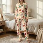 Western Cowgirl Cotton Jersey Pajamas | Pink Boots & Cactus Pants Set S-5XL