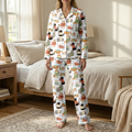 Cozy Christmas Cats Cotton Jersey Pajamas | Holiday Cat Sweaters Pants Set S-5XL