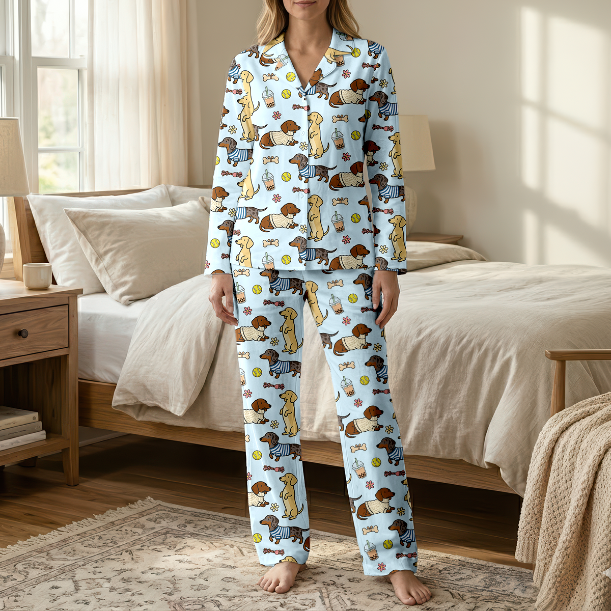 Dachshund Pajamas for Women | Cute Long Sleeve Dog Lover PJ Set
