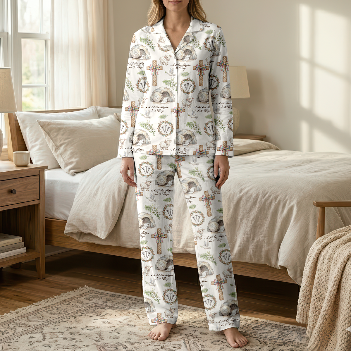 A Lot Can Happen In 3 Days Cotton Jersey Pajamas | Christian Easter Pants Set S-5XL