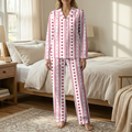 Women's Heart Pajama Set - Soft Cotton Jersey Button Down Sleepwear
