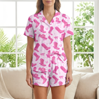 Pink Cowgirl Boots Cotton Jersey Pajamas | Western Country Shorts Set