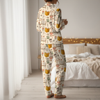 Book Lover Pajamas for Women - Cotton Jersey Long Set Bookish Sleepwear