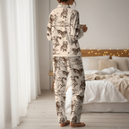 Vintage Dachshund Cotton Jersey Pajamas | Wiener Dog Long Sleeve Pants Set S-5XL
