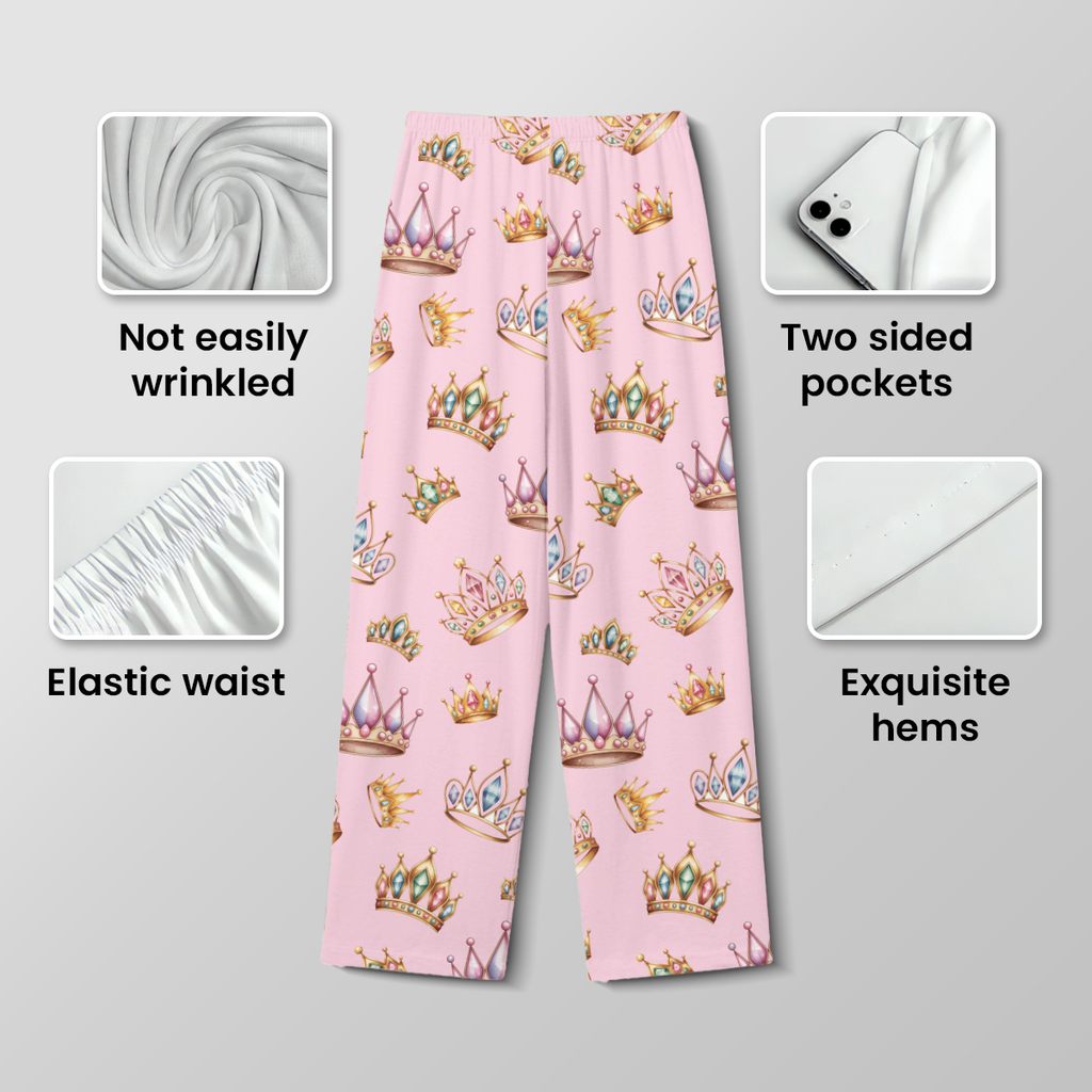 Women's Princess Crown Pajama Set - Soft Cotton Jersey Sleepwear