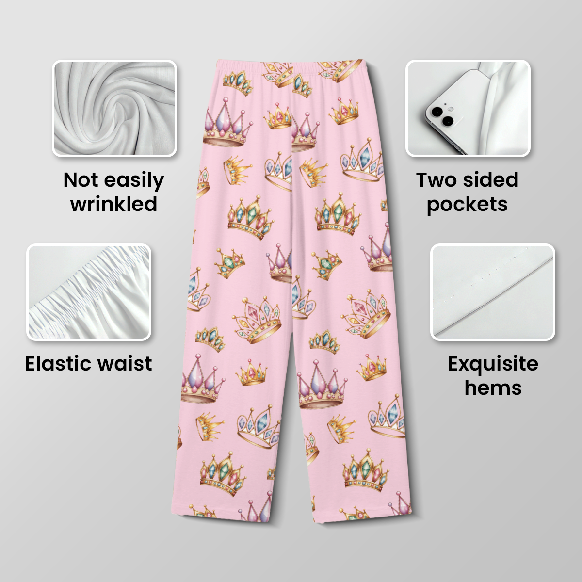 Women's Princess Crown Pajama Set - Soft Cotton Jersey Sleepwear