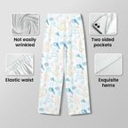 Nautical Ocean Life Cotton Jersey Pajamas | Blue Dolphin & Anchor Pants Set S-5XL