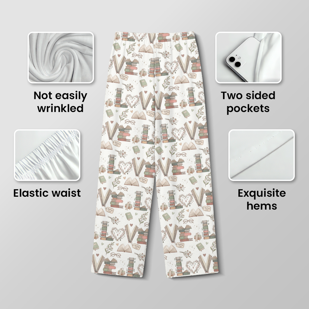 Love Reading Bookish Pajama Set | Soft Cotton White Book Lover Long Sleeve Sleepwear