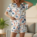 Coastal Pajamas for Women - Cotton Jersey Nautical Ocean Short Sleepwear Set