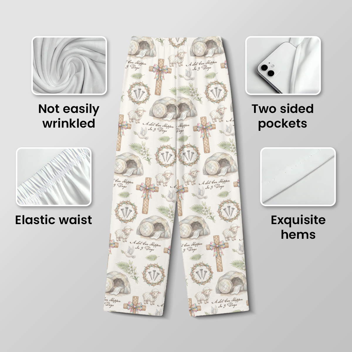 A Lot Can Happen In 3 Days Cotton Jersey Pajamas | Christian Easter Pants Set S-5XL