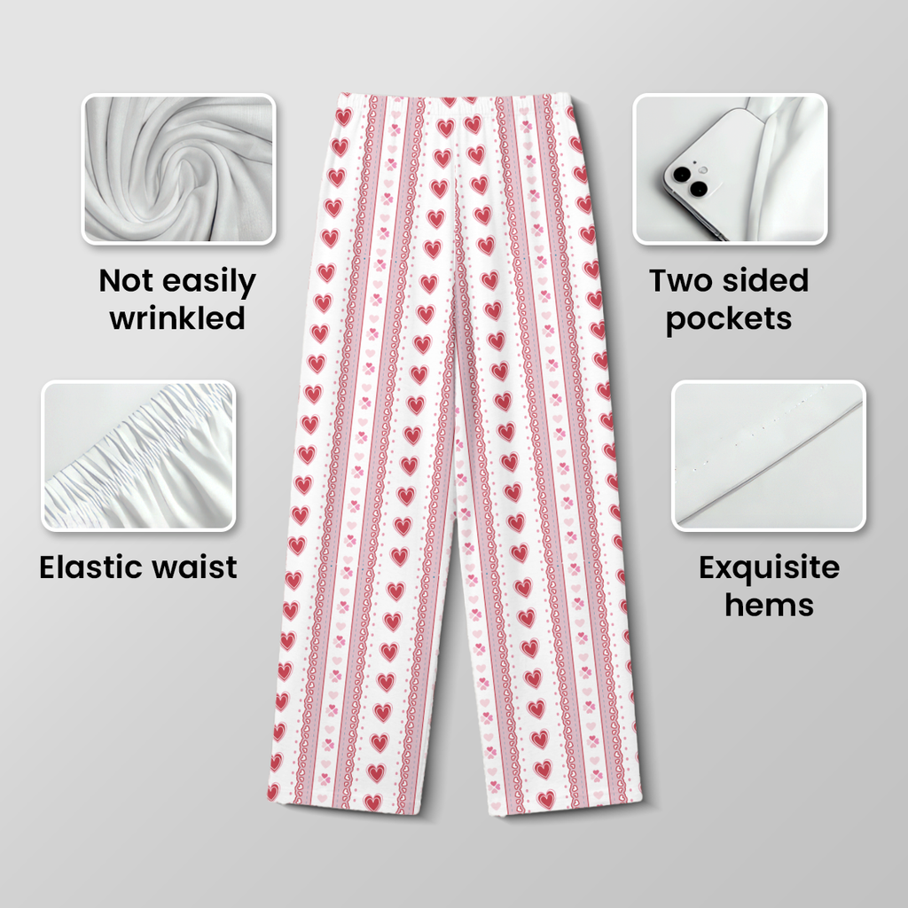 Women's Heart Pajama Set - Soft Cotton Jersey Button Down Sleepwear