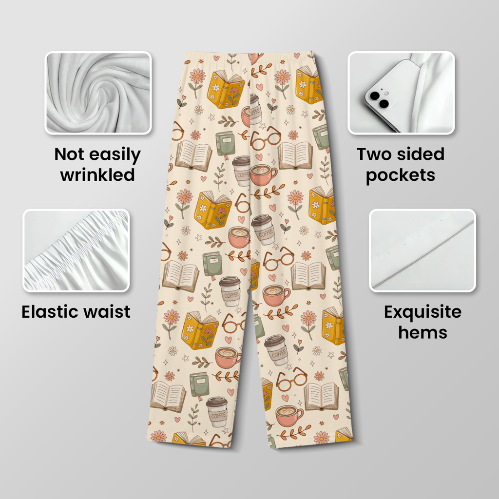 Book Lover Pajamas for Women - Cotton Jersey Long Set Bookish Sleepwear