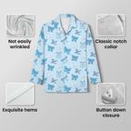 Blue Bows Cotton Jersey Pajamas | Coquette Ribbon Light Blue Pants Set S-5XL