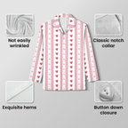 Women's Heart Pajama Set - Soft Cotton Jersey Button Down Sleepwear