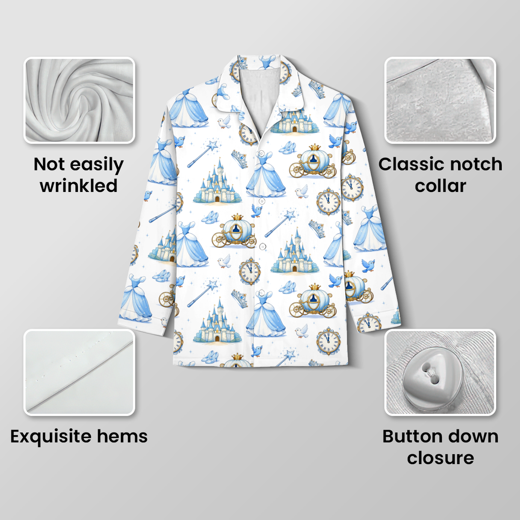 Cute Cinderella Fairytale Cotton Jersey Pajamas | Magic Castle Long Pants Set S-5XL