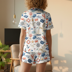 Coastal Pajamas for Women - Cotton Jersey Nautical Ocean Short Sleepwear Set