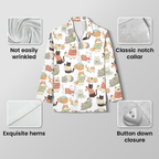 Cozy Christmas Cats Cotton Jersey Pajamas | Holiday Cat Sweaters Pants Set S-5XL