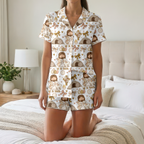 He Is Risen Easter Cotton Jersey Pajamas | Christian Faith Jesus & Lamb Shorts Set