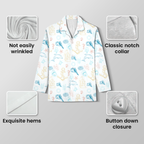 Nautical Ocean Life Cotton Jersey Pajamas | Blue Dolphin & Anchor Pants Set S-5XL