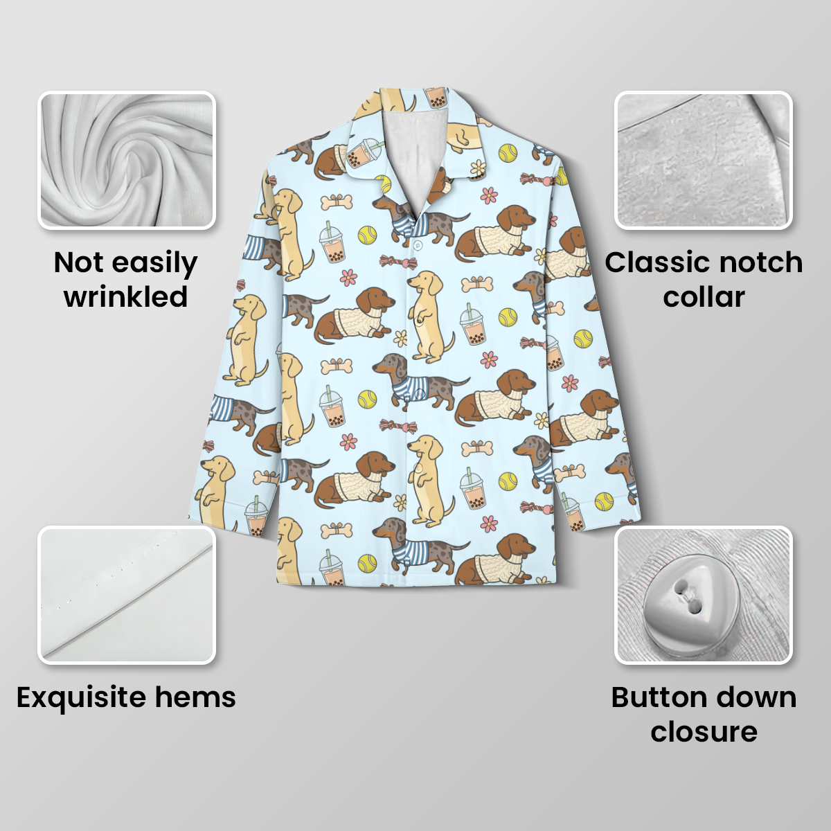Dachshund Pajamas for Women | Cute Long Sleeve Dog Lover PJ Set