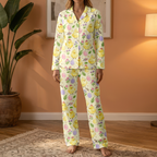 Cute Easter Chicks Cotton Jersey Pajamas | Spring Yellow Baby Chick Pants Set S-5XL