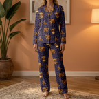 Purple Leopard Highland Cow Cotton Jersey Pajamas | Western Animal Print Pants Set S-5XL