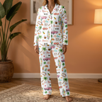 Aloha Hawaii Cotton Jersey Pajamas | Tropical Beach Pink Car Pants Set S-5XL