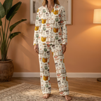 Book Lover Pajamas for Women - Cotton Jersey Long Set Bookish Sleepwear