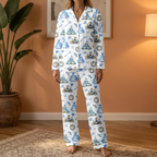 Cute Cinderella Fairytale Cotton Jersey Pajamas | Magic Castle Long Pants Set S-5XL