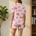 Cute Pink Princess Crown Pajamas for Women | Short Sleeve PJ Set with Pockets