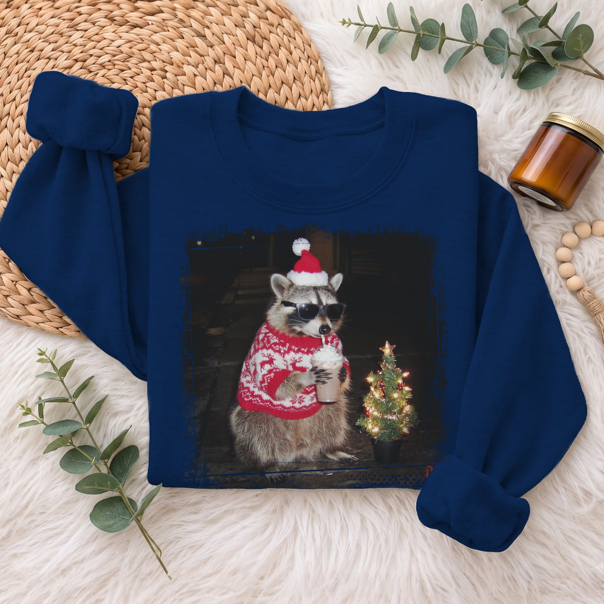 Christmas Raccoon Sweatshirt, Funny Holiday Raccoon Sweater, Xmas