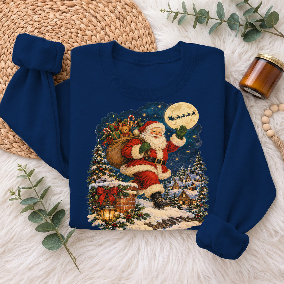 Vintage Santa Christmas Sweatshirt, Xmas Holiday Gift Sweatshirt
