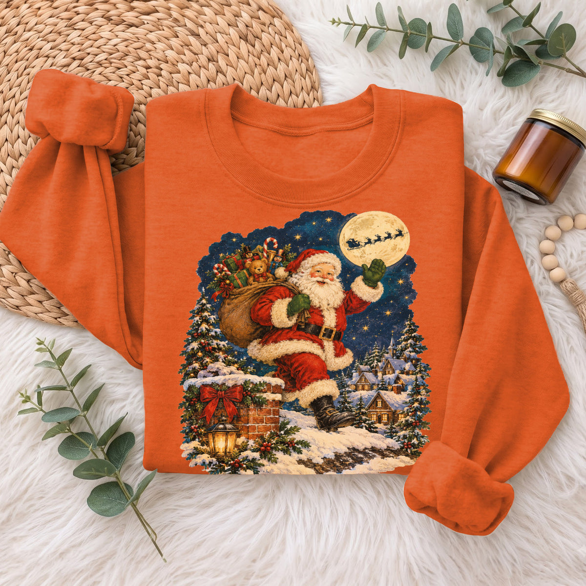 Vintage Santa Christmas Sweatshirt, Xmas Holiday Gift Sweatshirt