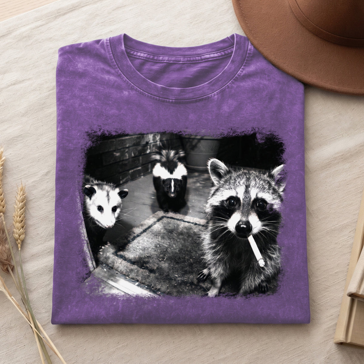 Smoking Raccoon Possum Skunk T-Shirt, Funny Animal Meme Shirt