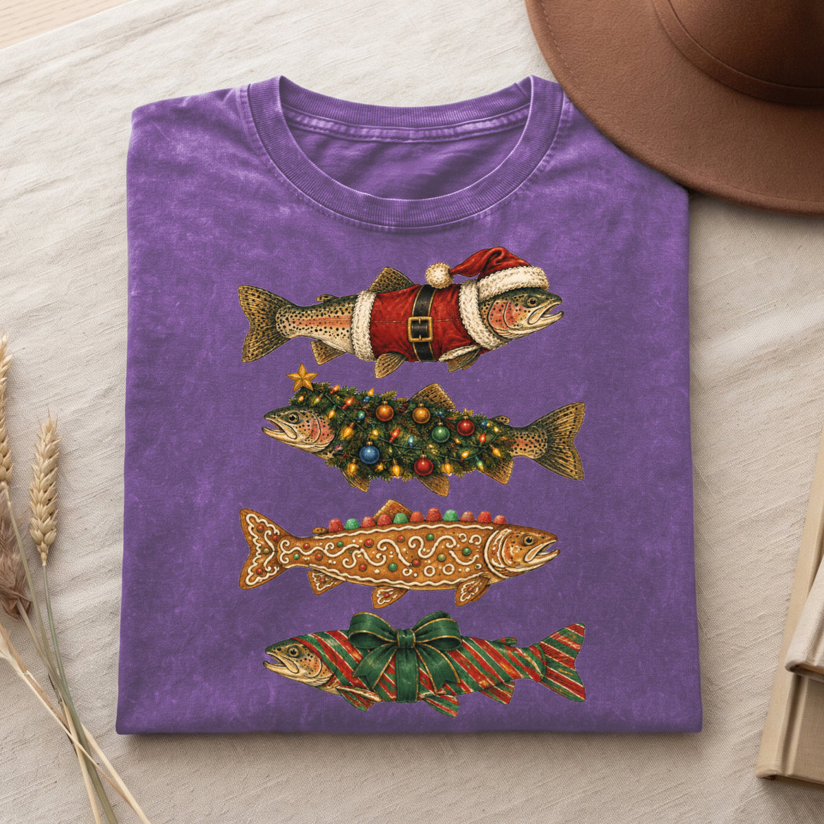 Christmas Fish T-Shirt, Funny Holiday Fishing Shirt, Xmas Top