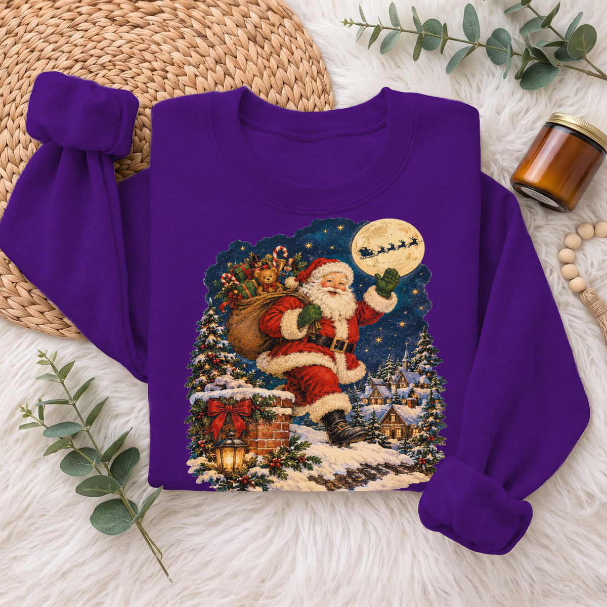 Vintage Santa Christmas Sweatshirt, Xmas Holiday Gift Sweatshirt