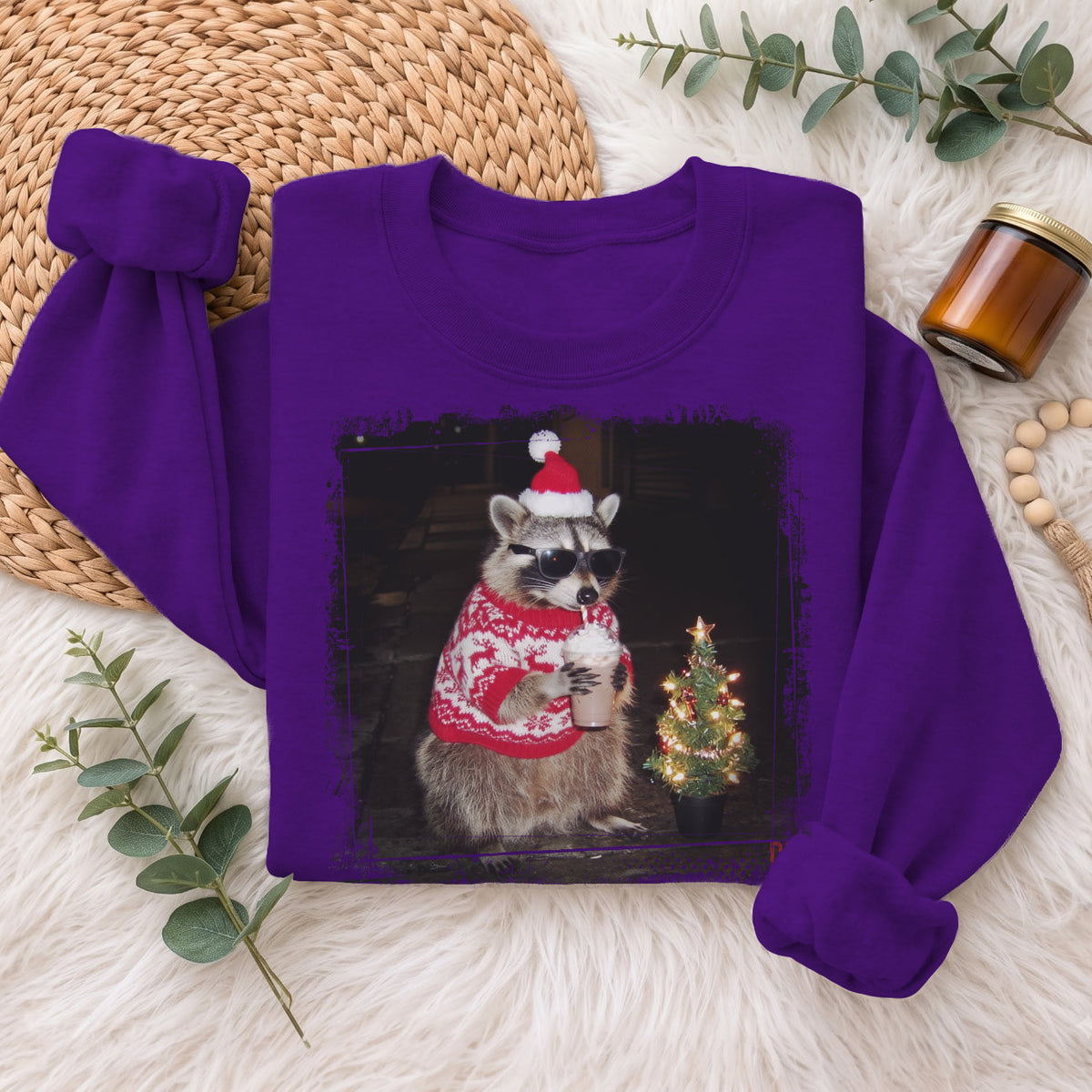 Christmas Raccoon Sweatshirt, Funny Holiday Raccoon Sweater, Xmas