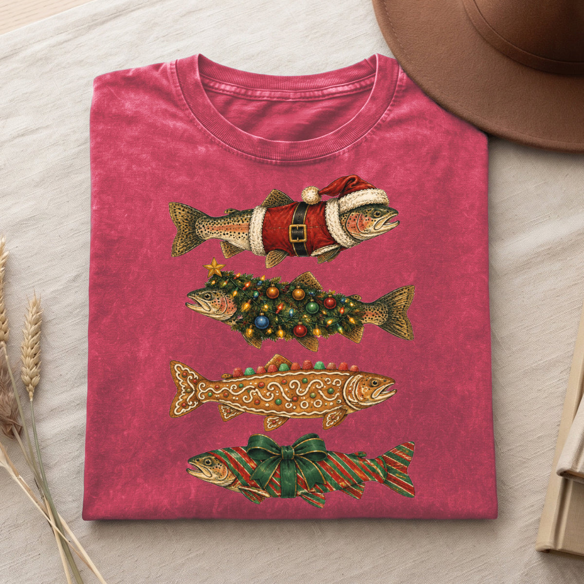 Christmas Fish T-Shirt, Funny Holiday Fishing Shirt, Xmas Top