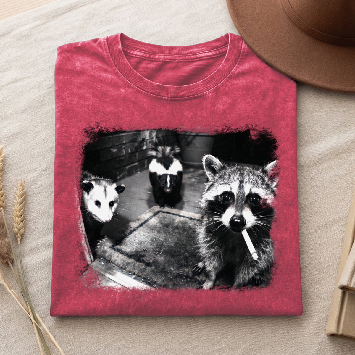 Smoking Raccoon Possum Skunk T-Shirt, Funny Animal Meme Shirt